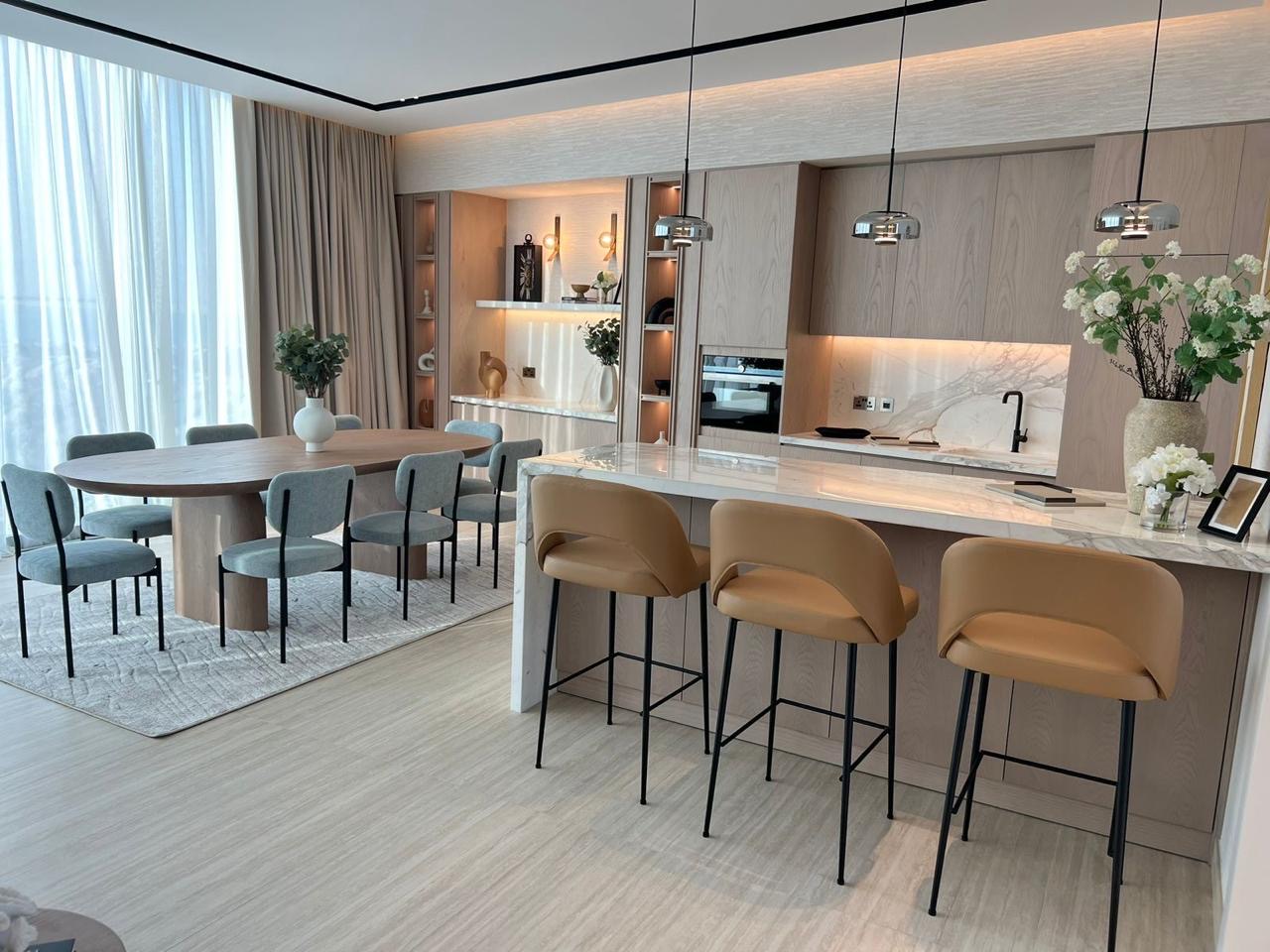Complete kitchen and dining fit-out project by Petra Wooden Industries, Dubai